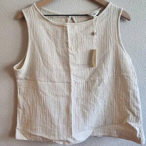Max Studio Tank Top Womens Medium Textured Sleeveless Linen Blend 4702W7706